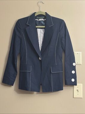Harve Bernard Navy Stitched Blazer